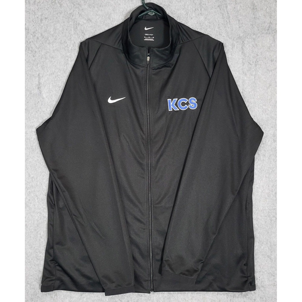Nike Dri-fit full zip Size Xlarge jacket KCS black sweat wicking Track pockets